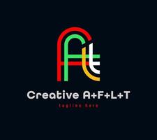 diseño creativo de logotipo combinado de letras a, f, l y t. logo deportivo corporativo animado lineal. Ilustración de vector de plantilla de diseño mínimo personalizado único