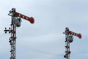 Traffic signal pole in the stop status. photo