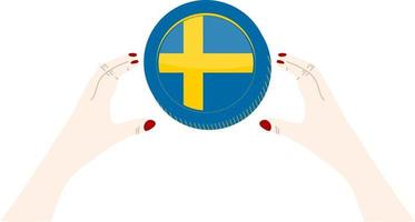 Swedish Flag vector hand drawn flag, Swedish krona vector hand drawn