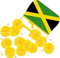 Jamaica Flag vector hand drawn flag, Jamaican Dollar vector hand drawn flag