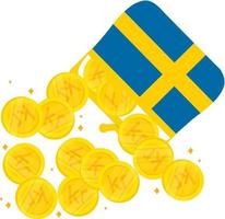 Swedish Flag vector hand drawn flag, Swedish krona vector hand drawn