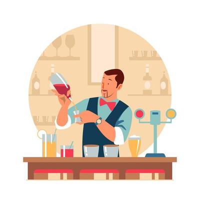 Bartender Mixing Drinks
