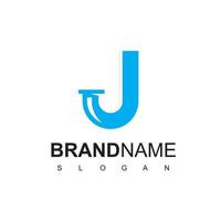 Plumbing Logo Template Using J Initial And Pipe Icon vector