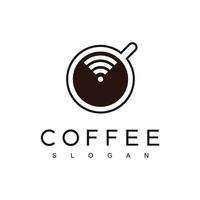 Coffee logo design template With Vintage Concept style. Using Wifi And Mug Icon For coffee shop And Cafe Business vector