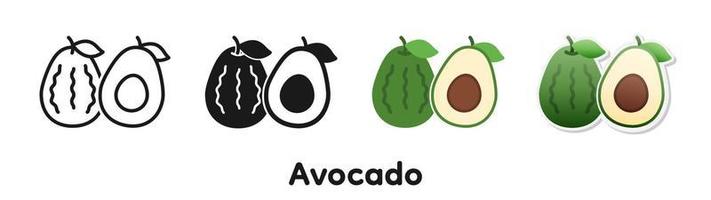 conjunto de iconos vectoriales de aguacate. vector