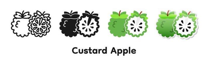 Vector icon set of Custard apple.