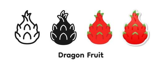 conjunto de iconos vectoriales de fruta de dragón. vector