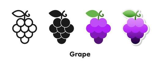 Vector icon set of Grape.