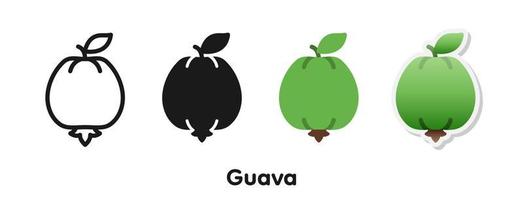 conjunto de iconos vectoriales de guayaba. vector