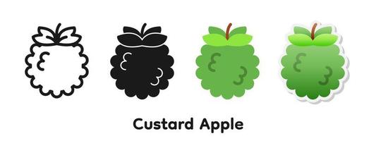 Vector icon set of Custard apple.