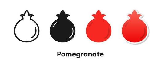 Vector icon set of Pomegranate.