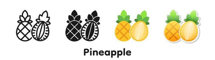 Vector icon set of Pineapple.