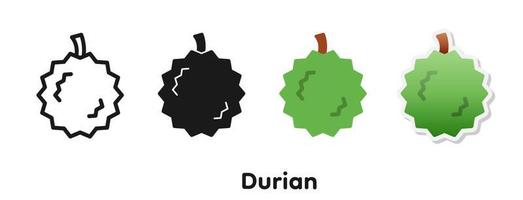 Vector icon set of Durian.