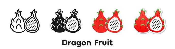 Vector icon set of Dragon fruit.