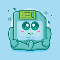 funny floppy disk character mascot with sad expression isolated cartoon in flat style design vector