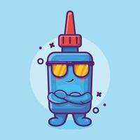 cute glue bottle character mascot with cool expression isolated cartoon in flat style design vector