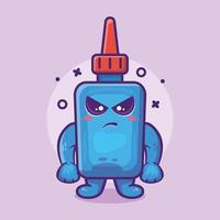 serious glue bottle character mascot with angry expression isolated cartoon in flat style design vector