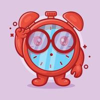 genius alarm clock character mascot with think expression isolated cartoon in flat style design vector