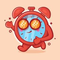 Funny alarm clock character mascot running isolated cartoon in flat style design vector