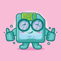 cute floppy disk character mascot with thumb up hand gesture isolated cartoon in flat style design