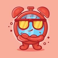 cute alarm clock character mascot with cool expression isolated cartoon in flat style design vector