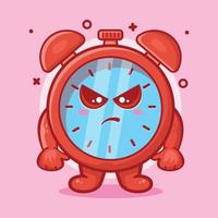 serious alarm clock character mascot with angry expression isolated cartoon in flat style design vector