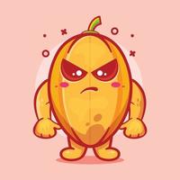 serious star fruit character mascot with angry expression isolated cartoon in flat style design vector