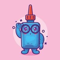 mascota de personaje de botella de pegamento genio con expresión de pensamiento dibujos animados aislados en diseño de estilo plano vector