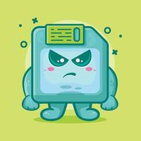 serious floppy disk character mascot with angry expression isolated cartoon in flat style design vector