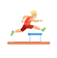 sprint runner jumping obstacle, athlete sport mascot character symbol illustration vector