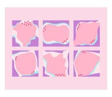 Square templates for social networks in abstract geometric style. vector