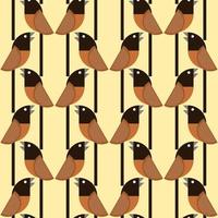 pájaros geométricos sobre fondo de tortilla. patrón de repetición sin fisuras. abanico para vestidos infantiles textil. vector
