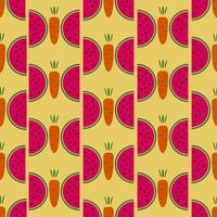 vegetables seamless pattern carrot with watermelon. repeating geometric shape background vector