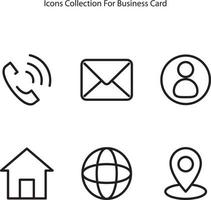 Set of icons for business card and information ID card. Business card icon element in outline, Free Vector