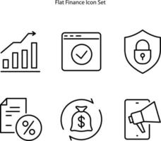 conjunto de iconos de finanzas aislado sobre fondo blanco. icono de finanzas símbolo de finanzas moderno y moderno para logotipo, web, aplicación, ui. vector