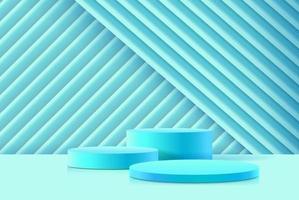 podio de pedestal de cilindro 3d abstracto con plataforma de cubo geométrico azul. escena de pared mínima ligera. representación vectorial moderna para la presentación del producto. vector