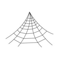Hanging spider web isolated on white background. Halloween spiderweb element. Cobweb line style. Vector illustration for any design.