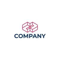 Container box synergy line logo vector