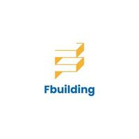 Letter F logo and minimalist building vector