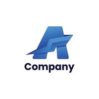 Initial Logo Design Combination of the letter A and Blue Lightning vector