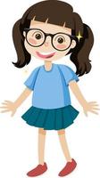 Cute girl wearing glasses cartoon character vector