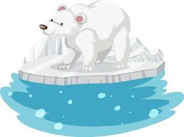 oso polar en la capa de hielo vector