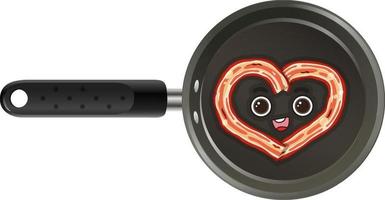 Bacon heart shaped in a pan vector