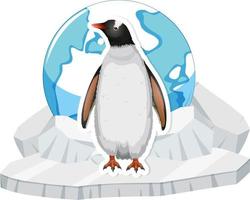 Penguin standing on ice sheet vector