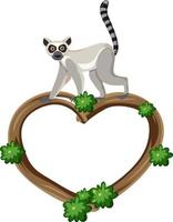 Lemur with blank heart frame vector