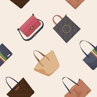 patrón de bolsos de moda sin costuras vector