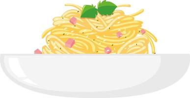 espaguetis a la carbonara en un bol vector