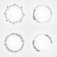 botanical wreath circle frame vector set design