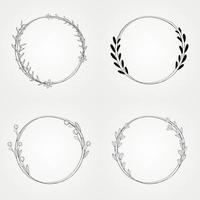 botanical circle floral wreath vector set design