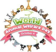 día mundial del bienestar animal 4 de octubre vector